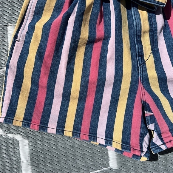 Anthropologie 3x1 Dustin High Rise Pleated Belted Striped Denim Shorts - Picture 11 of 15